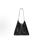 SAINT LAURENT YSL Oxalis modern style distressed straw woven single-shoulder bag for men, black
